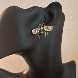Honey BEE SHAPE EARRING , GREEN